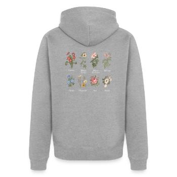 Blumenarten Blumen Gärtner Garten - Unisex Premium Bio Zip Hoodie - Grau meliert - Hinten - Nico (187cm)