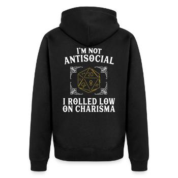Funny Rpg Saying - D20 Cube Gift Shirt - Unisex Premium Organic Zip Hoodie - black - Back - Nico (187cm)