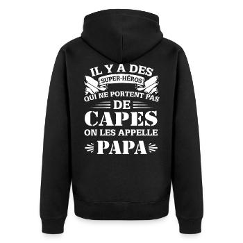 Papa Super-héros - Veste à capuche bio Premium Unisexe - noir - Dos - Nico (187cm)