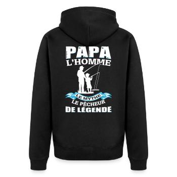 Papa Pêcheur de Légénde - Veste à capuche bio Premium Unisexe - noir - Dos - Nico (187cm)