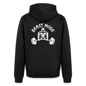 Beast Mode - Unisex Premium Bio Zip Hoodie - Schwarz - Hinten - Nico (187cm)
