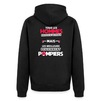 Phrase drôle pompier / Sapeur pompier humour - Veste à capuche bio Premium Unisexe - noir - Dos - Nico (187cm)