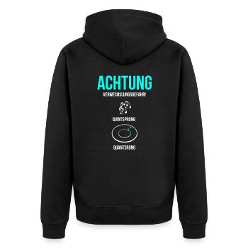 Physik - Unisex Premium Bio Zip Hoodie - Schwarz - Hinten - Nico (187cm)