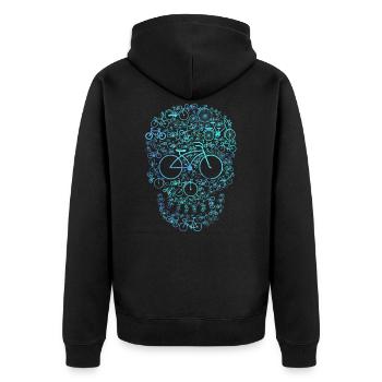 Fahrrad Geschenk Sportler - Unisex Premium Bio Zip Hoodie - Schwarz - Hinten - Nico (187cm)