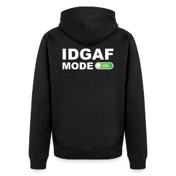 IDGAF - Je m'en fiche - Veste à capuche bio Premium Unisexe - noir - Dos - Nico (187cm)