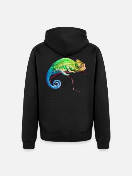 Chameleon tropics reptile - Unisex Premium Organic Zip Hoodie - black