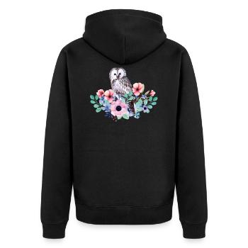 Bird Owl - Unisex Premium Organic Zip Hoodie - black - Back - Nico (187cm)