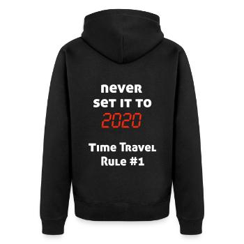 Voyage dans le temps Corona 2020 disant Retour vers le futur - Veste à capuche bio Premium Unisexe - noir - Dos - Nico (187cm)