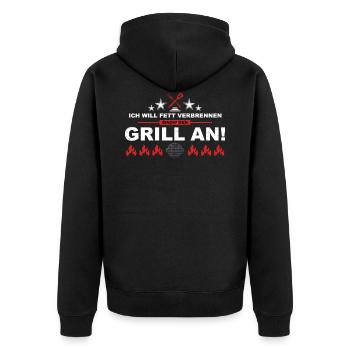 Grilling - burn fat - Unisex Premium Organic Zip Hoodie - black - Back - Nico (187cm)