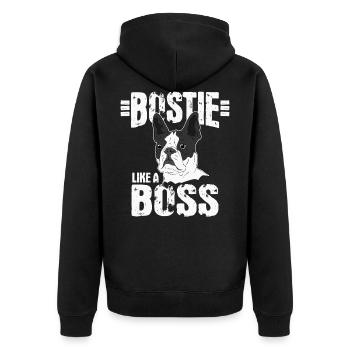 Boston Terrier dog dog lover gift - Unisex Premium Organic Zip Hoodie - black - Back - Nico (187cm)