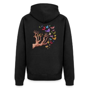 Beauté des insectes papillons - Veste à capuche bio Premium Unisexe - noir - Dos - Nico (187cm)