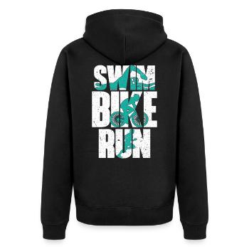 Triathlon Swim Bike Run - Unisex Premium Organic Zip Hoodie - black - Back - Nico (187cm)