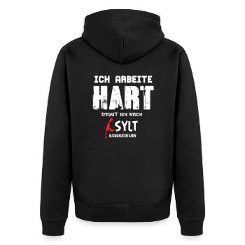 Sylt - Unisex Premium Bio Zip Hoodie - Schwarz - Hinten - Nico (187cm)