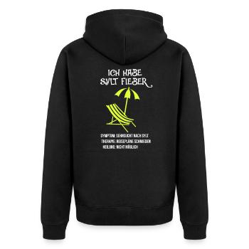 Sylt - Unisex Premium Bio Zip Hoodie - Schwarz - Hinten - Nico (187cm)
