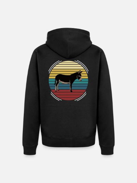 Retro Esel Pferd - Unisex Premium Bio Zip Hoodie - Schwarz
