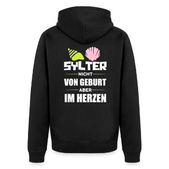 Sylt - Unisex Premium Bio Zip Hoodie - Schwarz - Hinten - Nico (187cm)
