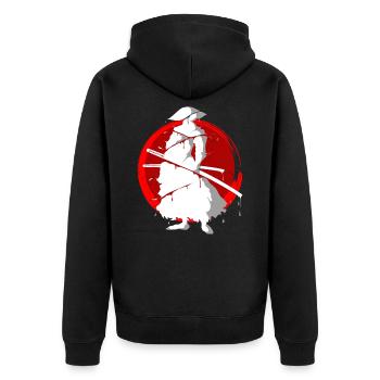 Japan - Unisex Premium Bio Zip Hoodie - Schwarz - Hinten - Nico (187cm)