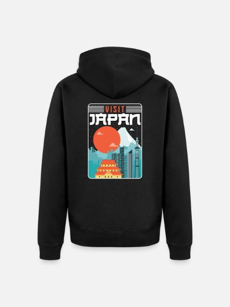 Japan - Unisex Premium Organic Zip Hoodie - black