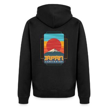 Japan - Unisex Premium Bio Zip Hoodie - Schwarz - Hinten - Nico (187cm)