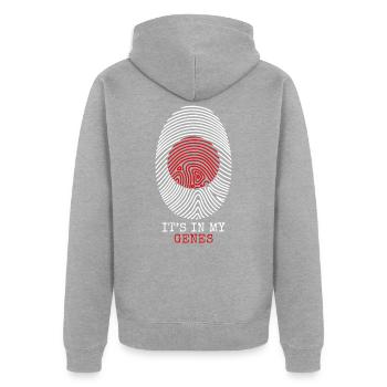Japan - Unisex Premium Bio Zip Hoodie - Grau meliert - Hinten - Nico (187cm)