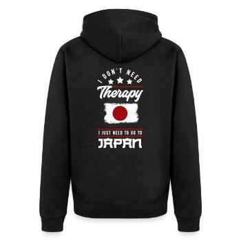 Japan - Unisex Premium Bio Zip Hoodie - Schwarz - Hinten - Nico (187cm)