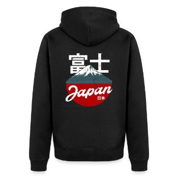 Japan - Unisex Premium Bio Zip Hoodie - Schwarz - Hinten - Nico (187cm)