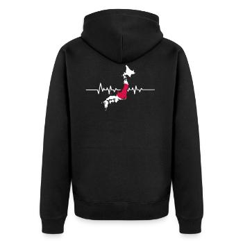 Japan - Unisex Premium Bio Zip Hoodie - Schwarz - Hinten - Nico (187cm)