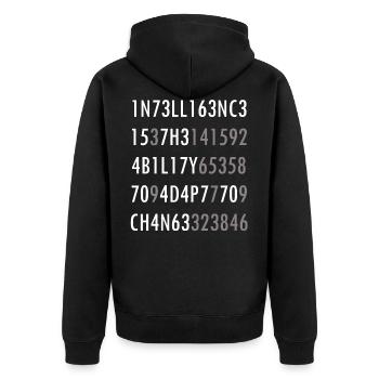 Intelligenz-Zitat von Wissenschaft Intelligenz nerd - Unisex Premium Bio Zip Hoodie - Schwarz - Hinten - Nico (187cm)