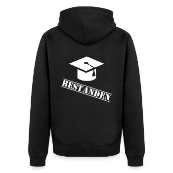 Prüfung Abschluss bestanden Doktorhut Doktor Hut - Unisex Premium Bio Zip Hoodie - Schwarz - Hinten - Nico (187cm)