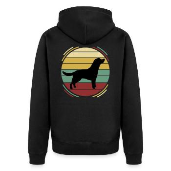 Retro Hund Labrador - Unisex Premium Bio Zip Hoodie - Schwarz - Hinten - Nico (187cm)
