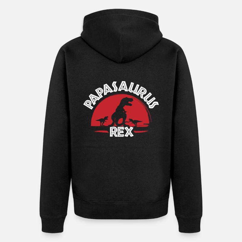 Papasaurus Papa T-rex Dinosaure - Veste à capuche bio Premium Unisexe - noir