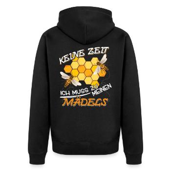 Imker Imkerei Keine Zeit ich muss zu meinen Mädels - Unisex Premium Bio Zip Hoodie - Schwarz - Hinten - Nico (187cm)