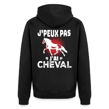 j'peux pas j'ai cheval - Veste à capuche bio Premium Unisexe - noir - Dos - Nico (187cm)