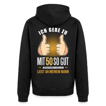 50 Geburtstag. 50 Jahre Geschenk 50. Geburtstag - Unisex Premium Bio Zip Hoodie - Schwarz - Hinten - Nico (187cm)