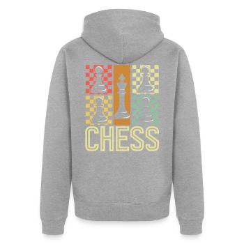 Échecs Chess avec échiquier - Veste à capuche bio Premium Unisexe - gris chiné - Dos - Nico (187cm)