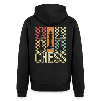 Chess Chess piece Chess with chessboard - Unisex Premium Organic Zip Hoodie - black - Back - Nico (187cm)