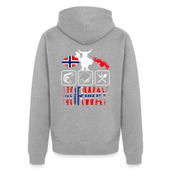 Norwegen - Unisex Premium Bio Zip Hoodie - Grau meliert - Hinten - Nico (187cm)