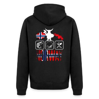 Norwegen - Unisex Premium Bio Zip Hoodie - Schwarz - Hinten - Nico (187cm)