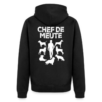 Pack leader - Unisex Premium Organic Zip Hoodie - black - Back - Nico (187cm)