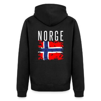 Norwegen - Unisex Premium Bio Zip Hoodie - Schwarz - Hinten - Nico (187cm)