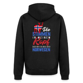 Norwegen - Unisex Premium Bio Zip Hoodie - Schwarz - Hinten - Nico (187cm)