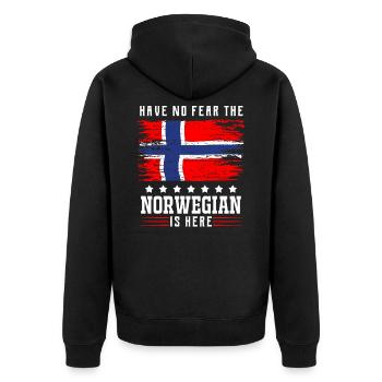 Norwegen - Unisex Premium Bio Zip Hoodie - Schwarz - Hinten - Nico (187cm)
