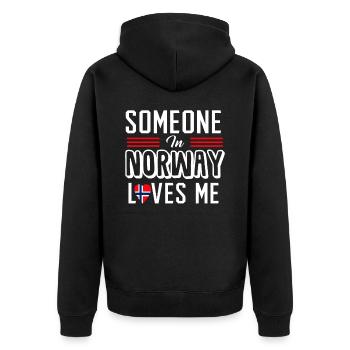Norwegen - Unisex Premium Bio Zip Hoodie - Schwarz - Hinten - Nico (187cm)