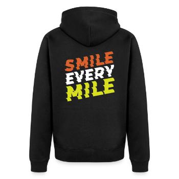 Smile Every Mile Run Runner Jogger - Unisex Premium Organic Zip Hoodie - black - Back - Nico (187cm)