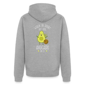 Avocado - Unisex Premium Bio Zip Hoodie - Grau meliert - Hinten - Nico (187cm)