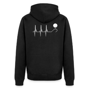 Heartbeat boilie carp - Unisex Premium Organic Zip Hoodie - black - Back - Nico (187cm)