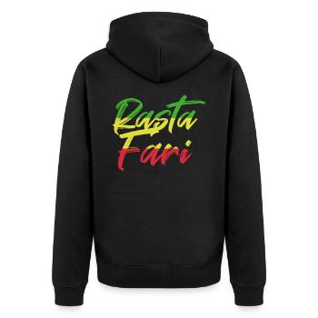 Reggae - Unisex Premium Bio Zip Hoodie - Schwarz - Hinten - Nico (187cm)