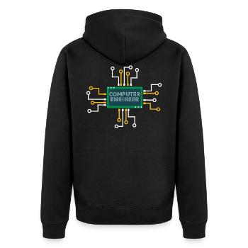 Computer Ingenieur Nerd Informatik Informatik - Unisex Premium Bio Zip Hoodie - Schwarz - Hinten - Nico (187cm)