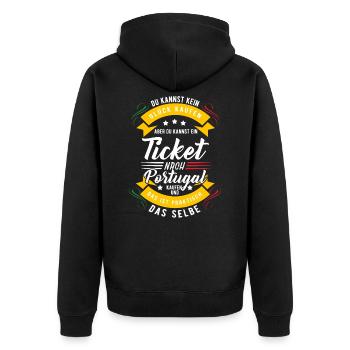 Portugal - Unisex Premium Bio Zip Hoodie - Schwarz - Hinten - Nico (187cm)