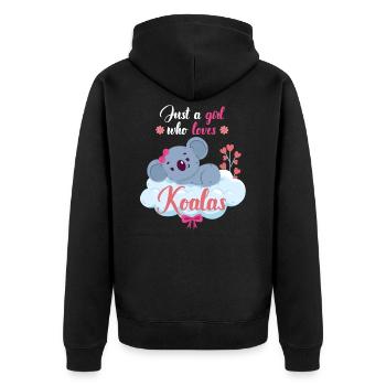 Koala Mädchen Tiere - Unisex Premium Bio Zip Hoodie - Schwarz - Hinten - Nico (187cm)